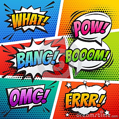 comic sound effect speech bubble pop art in cartoon style Vector Illustration