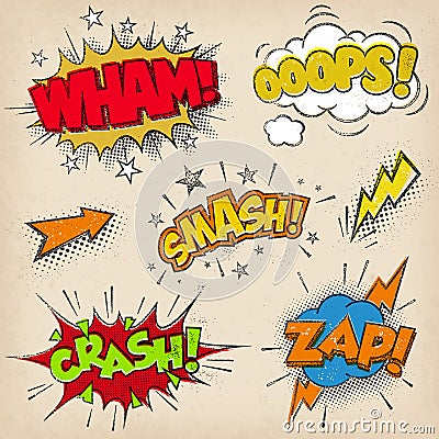 Comic Sound Effects with Grunged Style Set2 Vector Illustration