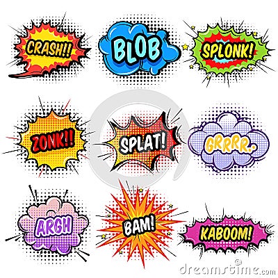 Comic Sound Effects Set Vector Illustration