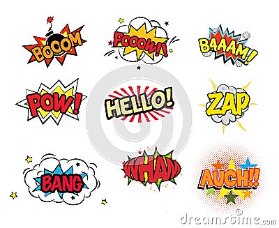 Comic Sounds multicolor effects Stock Photo