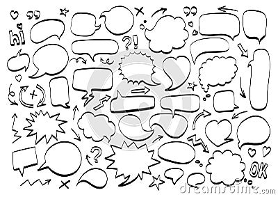 Comic speech bubble doodle icon, text message. Cartoon design elements Vector Illustration