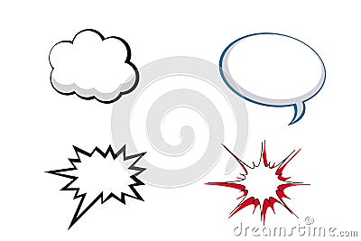 Comic speech bubbles set on white background . Stock Photo