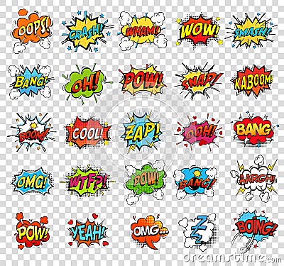 Comic speech bubbles or sound replicas Vector Illustration