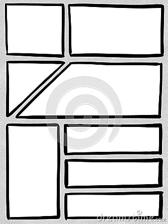 Comic Strip Box Panel Template Cartoon Illustration Stock Photo