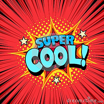 Comic style cool poster, joyful expression Vector Illustration