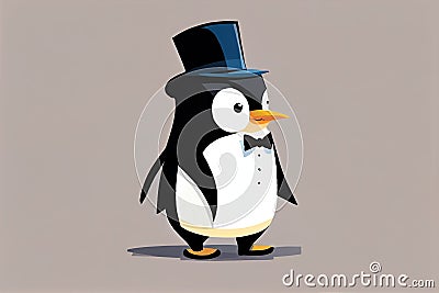 The Formal Fun Penguin, A Whimsical Illustration Made with Generative AI Cartoon Illustration