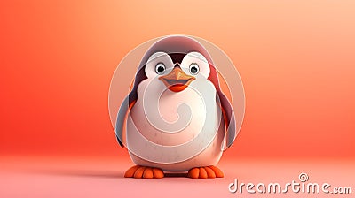 Comic-Style Image of a Happy Penguin Against a Bright Background Stock Photo