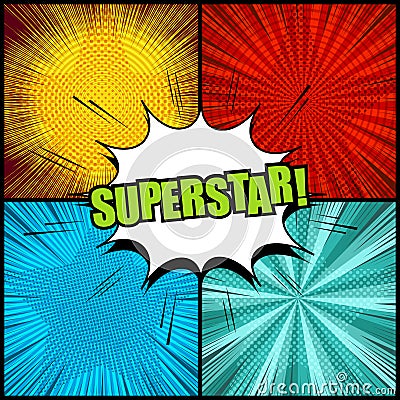 Comic superstar colorful backgrounds Vector Illustration