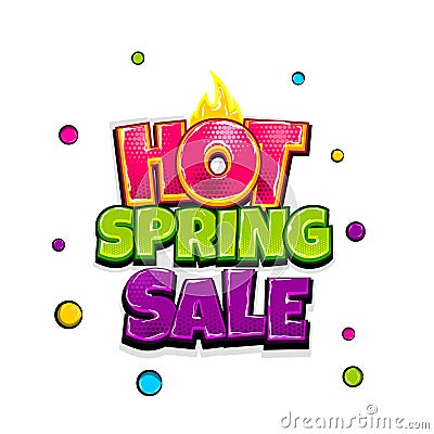 Comic text advertise glosssy spring sale Vector Illustration