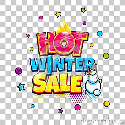 Comic text advertise glosssy winter sale Vector Illustration