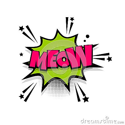 Comic text phrase pop art meow cat Vector Illustration