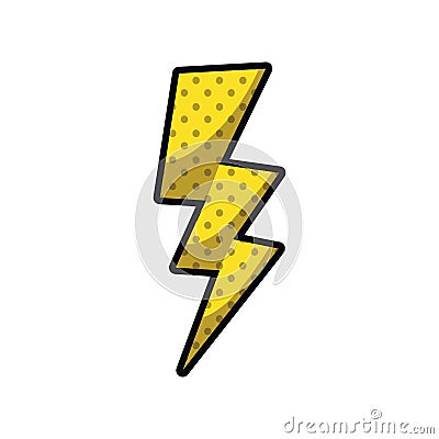Comic thunder isolated icon Vector Illustration