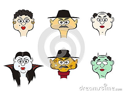 Comic vector characters. People and monsters. Stock Photo