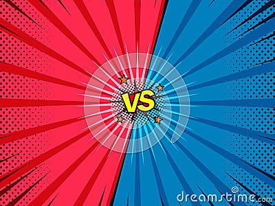 Comic versus super hero battle intro background Vector Illustration