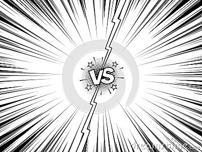 Comic versus super hero battle intro background Vector Illustration