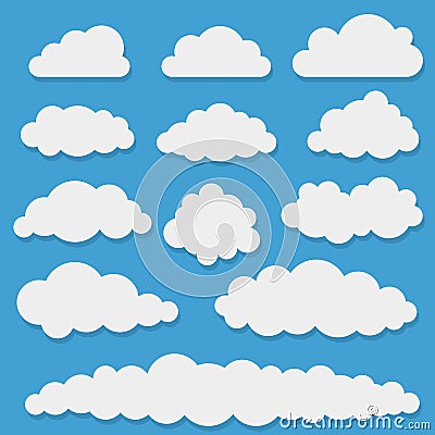 Comic white cloud shapes Vector Illustration