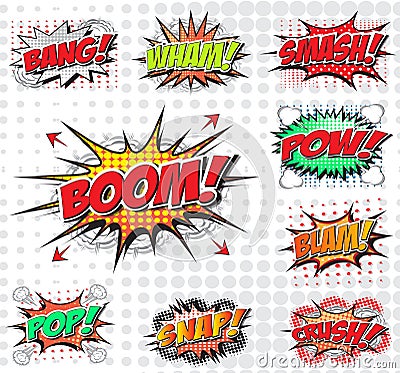 Comic wording set Vector Illustration