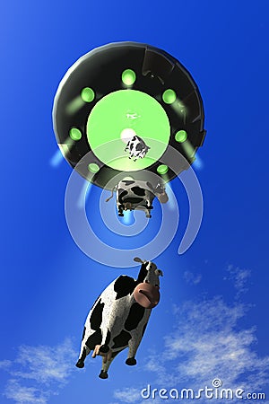 Comical Cow Abduction 3 Stock Photo