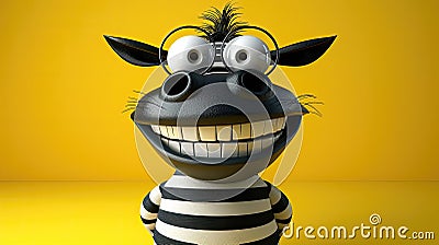 Comical 3D character with exaggerated features and mischievous grin. Stock Photo