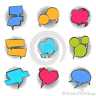 Comics bubble. Cartoon speech pop art balloon talk chat funny cloud massage comic dialog bubble text label. Vector retro Vector Illustration