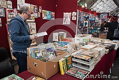 Comics on display at Festival del Fumetto convention in Milan, Italy Editorial Stock Photo