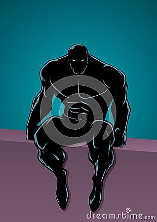 Superheroine Portrait in City Silhouette Vector Illustration