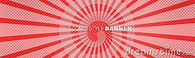 Comics Rays Pop Art Banner Background Vector Illustration