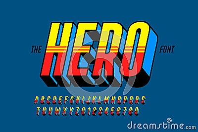 Comics style font design, superhero inspired alphabet Vector Illustration