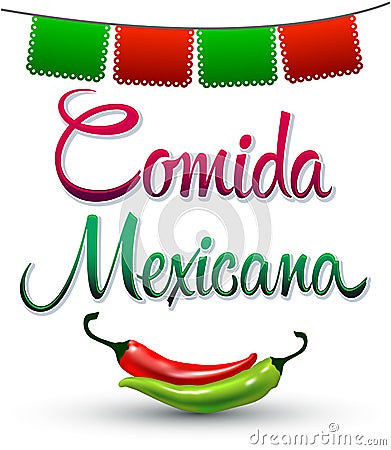 Comida Mexicana - mexican food spanish text Vector Illustration