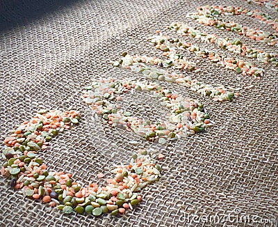 Comida, Spanish Word for Food Made of Rice and Green Peas, Food Ingridients Stock Photo