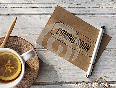 Coming Soon Advertise Alert Announcement Concept Stock Photo