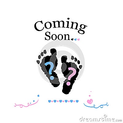 Coming soon baby. Baby gender reveal symbol. Girl, boy and twin baby symbol Vector Illustration