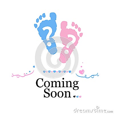 Coming soon baby. Baby gender reveal symbol. Girl, boy and twin baby symbol Vector Illustration