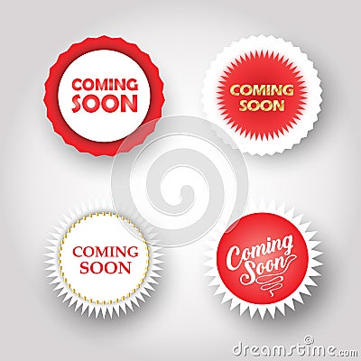 Coming soon buttons under construction sign set Vector Illustration