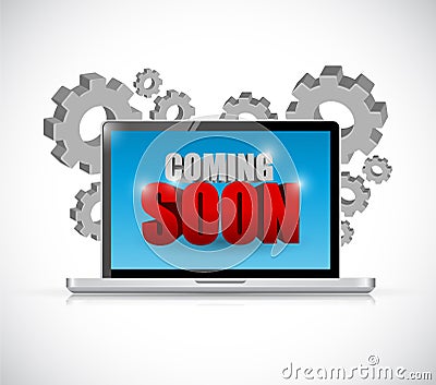 coming soon computer sign illustration Cartoon Illustration