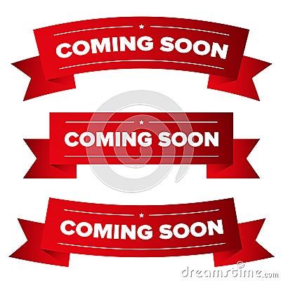 Coming Soon red ribbon Vector Illustration