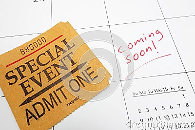 Coming soon ticket Stock Photo