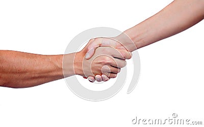 Coming to terms with a handshake Stock Photo