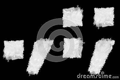 Comma, dot, column, semicolon of cloud on black Stock Photo