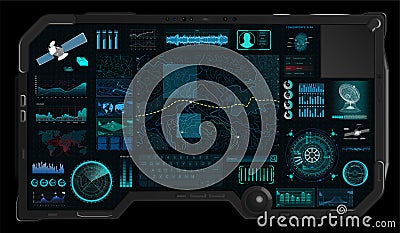 Command Center Screen in HUD style Vector Illustration