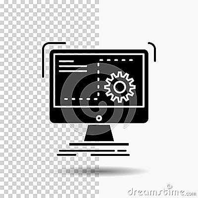 Command, computer, function, process, progress Glyph Icon on Transparent Background. Black Icon Vector Illustration