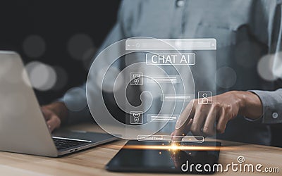 command prompt chatbot generates information AI chat digital technology. Stock Photo