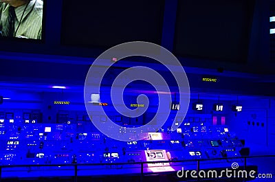 Space missions control center of NASA. John F. Kennedy Space Center. Workstation. Florida, USA Editorial Stock Photo