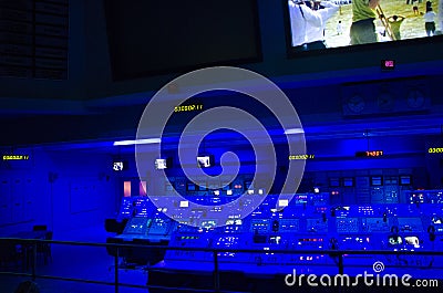 Space missions control center of NASA. John F. Kennedy Space Center. Workstation. Florida, USA Editorial Stock Photo