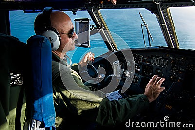 The commander of the Air Force , during a patrol flight over the Mediterranean Sea Editorial Stock Photo