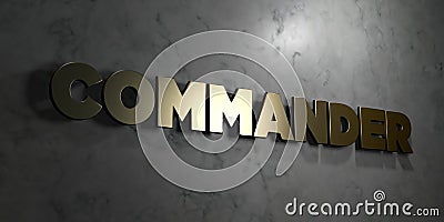 Commander - Gold text on black background - 3D rendered royalty free stock picture Stock Photo