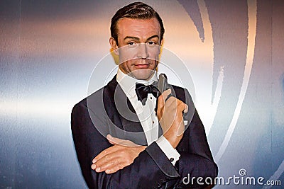 Sean Connery - James Bond wax statue, Madame Tussaud`s Museum Vienna Editorial Stock Photo