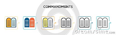 Commandments vector icon in 6 different modern styles. Black, two colored commandments icons designed in filled, outline, line and Vector Illustration