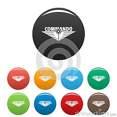 Commando icons set color Vector Illustration