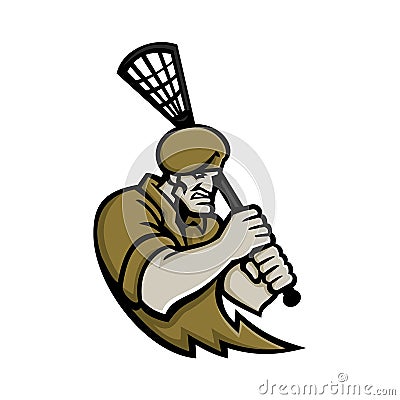 Commando Lacrosse Mascot Vector Illustration